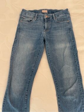 MOTHER Skinny Jeans in Faded Blue Denim